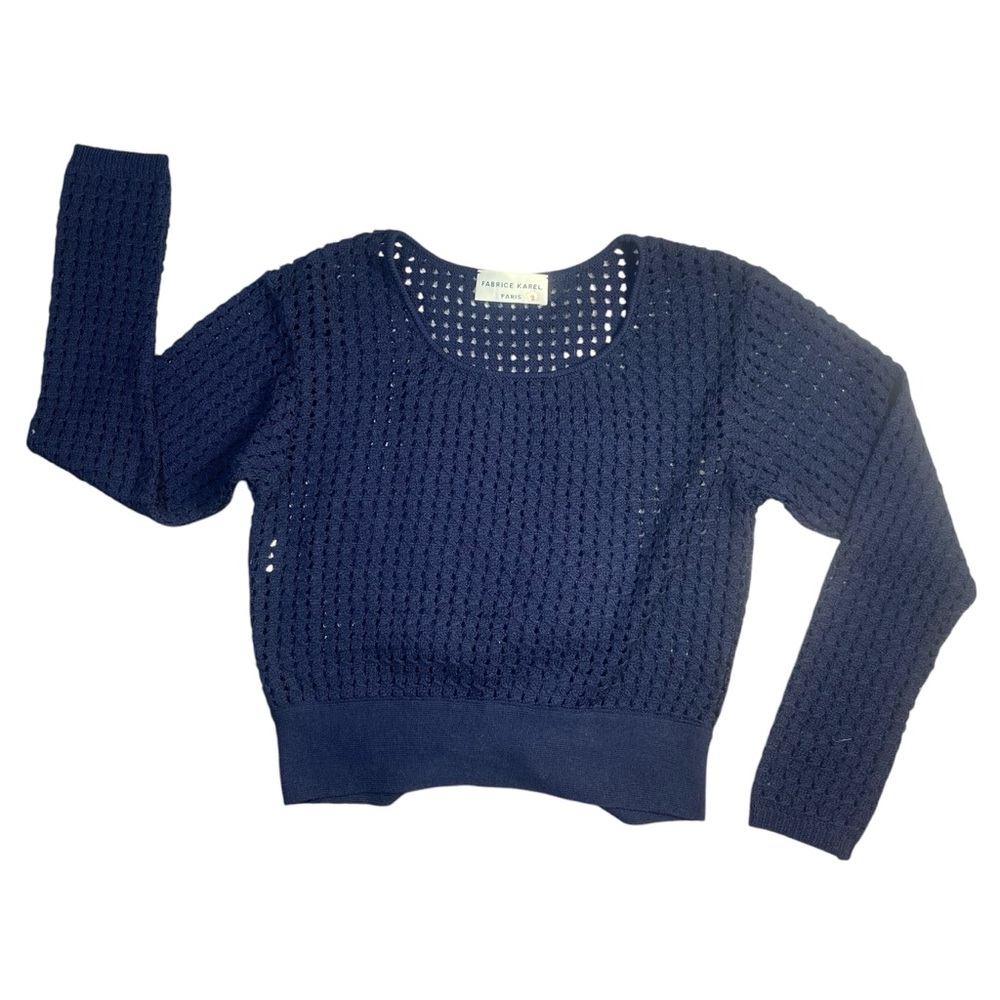 Fabrice Karel Paris Navy‎ Crochet Knit Sweater Size 2 – Made in France
